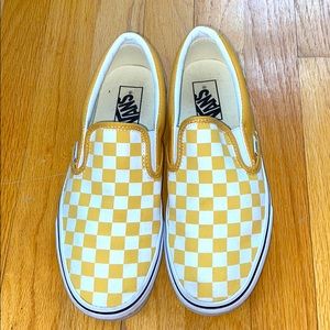 Yellow checkerboard Vans